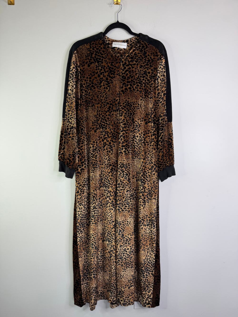 Vintage Saks Fifth Avenue Leopard Muumuu Night Dress Size Large Animal Print